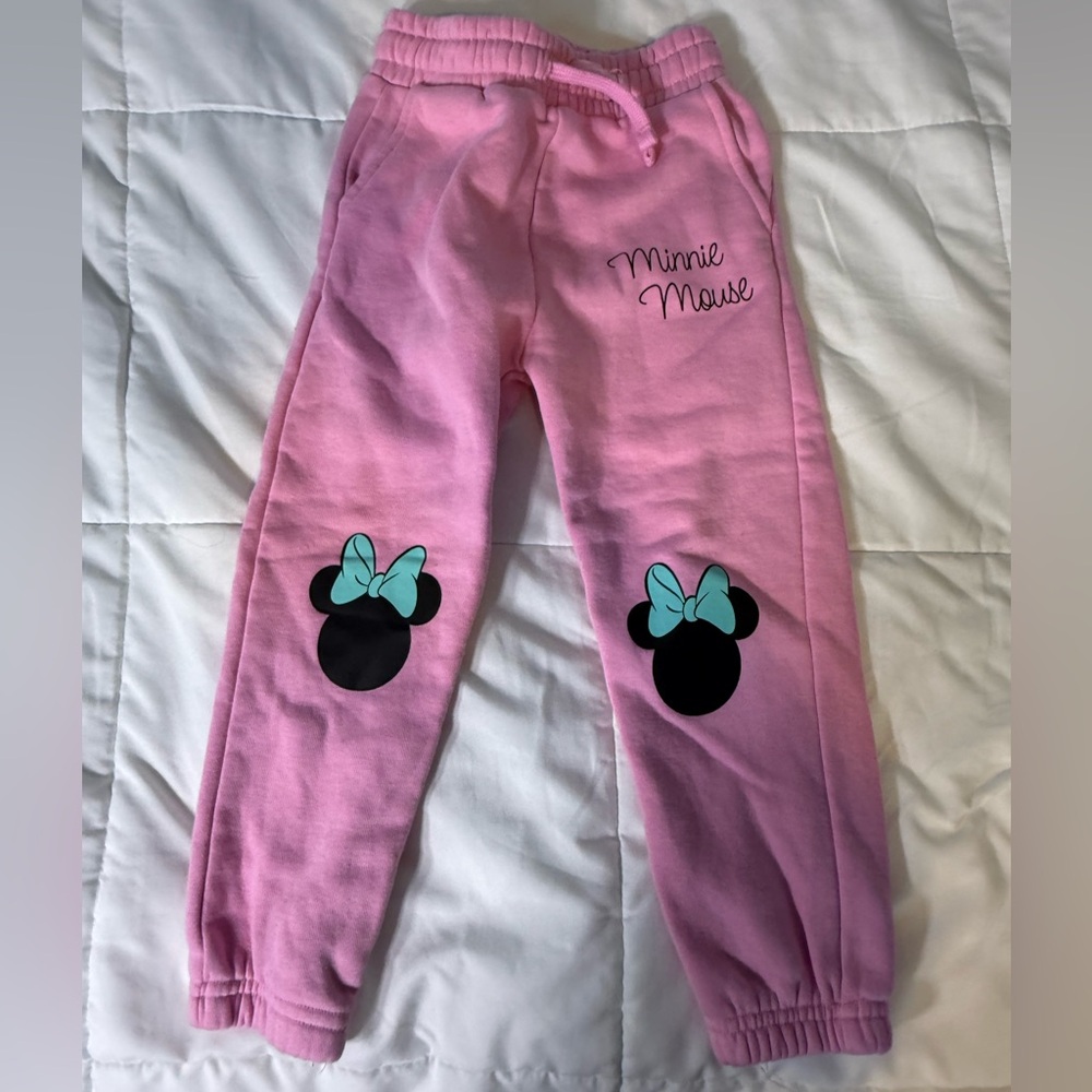 Disney Minnie Mouse Girls Pink Fleece Lined Joggers